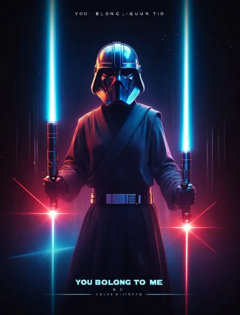 Movie Poster "You belong to me", lightsaber, 8k, cinematic, bright light. text logo "You belong to me",<lora:EMS-251729-EMS:0.800000>
