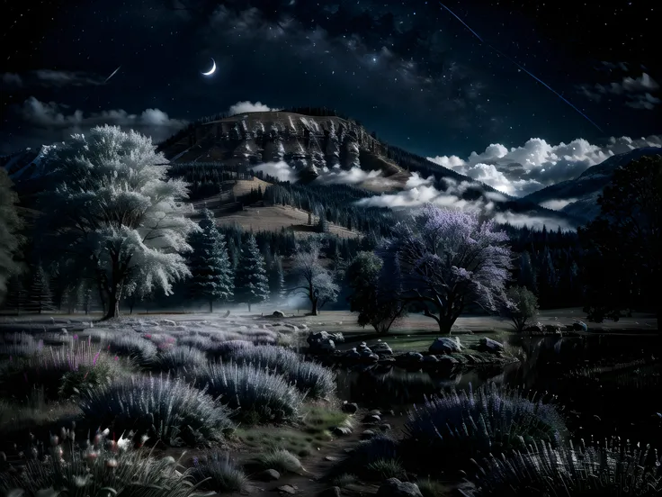 dark path in misty hills, fireflies, will-o-wisps, mystic, crescent moon, 1moon, ghosts+, ancient ruins on background, nighttime++, (glowing fog)1,2, muted colors, aesthetic, Dark Fantasy, Otherworldly, Surreal, 16K, dreamy, Starlight0,9, Ambrotype, beautiful, masterpiece, highest quality, 32k, depth of field, best quality, cinematic, still, high contrast, atmospheric, perfect, HDR, absurdres, celestial, crystalline, natural wonder, nice looking, vaporwave, cold light, (dim light)+, bloom, award winner, night, (dark environment) <lora:epi_noiseoffset2:0.5> <lora:DarkIncursioStyle:0.4> <lora:Elixir:0.5> <lora:Hor3d:0.35> <lora:ReaLora:0.35> <lora:LORA-XenoDetailer-v2:0.3> <lora:CR2RawLoRA:0.3>