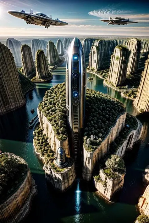 (This model represents an imagination of a future city, dominated by light-colored landmarks and accompanied by a handful of aircraft.:1.7),future_skyline,
(Spectacular rocks, breathtaking cliffs, diverse trees:1.6),
(extra long shot, wide-angle lens, aerial photo:1.5),(POV, DOF:1.2),
(large file, super realistic, 4k, 8K, 16k, FHD, HD, VFX , perfect, photograpy, super high resolution, cinematic photography:1.2),   
(extra long shot, wide-angle lens, POV, DOF:1.1), 
(creeping fogs, dust shining in the light:1.1),
(harmonious color:1.1),
(classical, ancient culture, mystery, Spectacular, Luxurious, elegance, perfect design:1.2),
(Future|Science|Industry|Machinery_style),
[[traffic:**|windows:**|railing:**|stair:**|balcony:**|terrace:**|crowd:**|Sidewalk:**|vehicle:**|trees:**|equipment:**| detailed signal:**]_details:0.7],
[[marble:**|granite:**|concrete :**|tile:**|metal:**|fabric fiber:**|glass:**|foliage:**]_material texture:0.8],
[[urban landscape:**|moon:**|nature landscape:**:|changeable cloud:**]:0.75],
[skyscraper:**|building:**|viaduct:**|future city:**|MRT:**|park:**|neon sign:**_urban landscape::0.85],
(blurred background:1.2),
[(background, more_details:0.3), (more_details:0.6), (more_details:0.8),
(more_details:1.2):0.25],