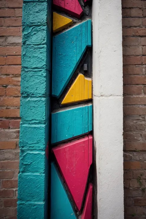 art by Camille Walal Graffiti on a brick wall, showcasing the artistic expression of cityscapes. (close-up, detailed, vibrant colors)