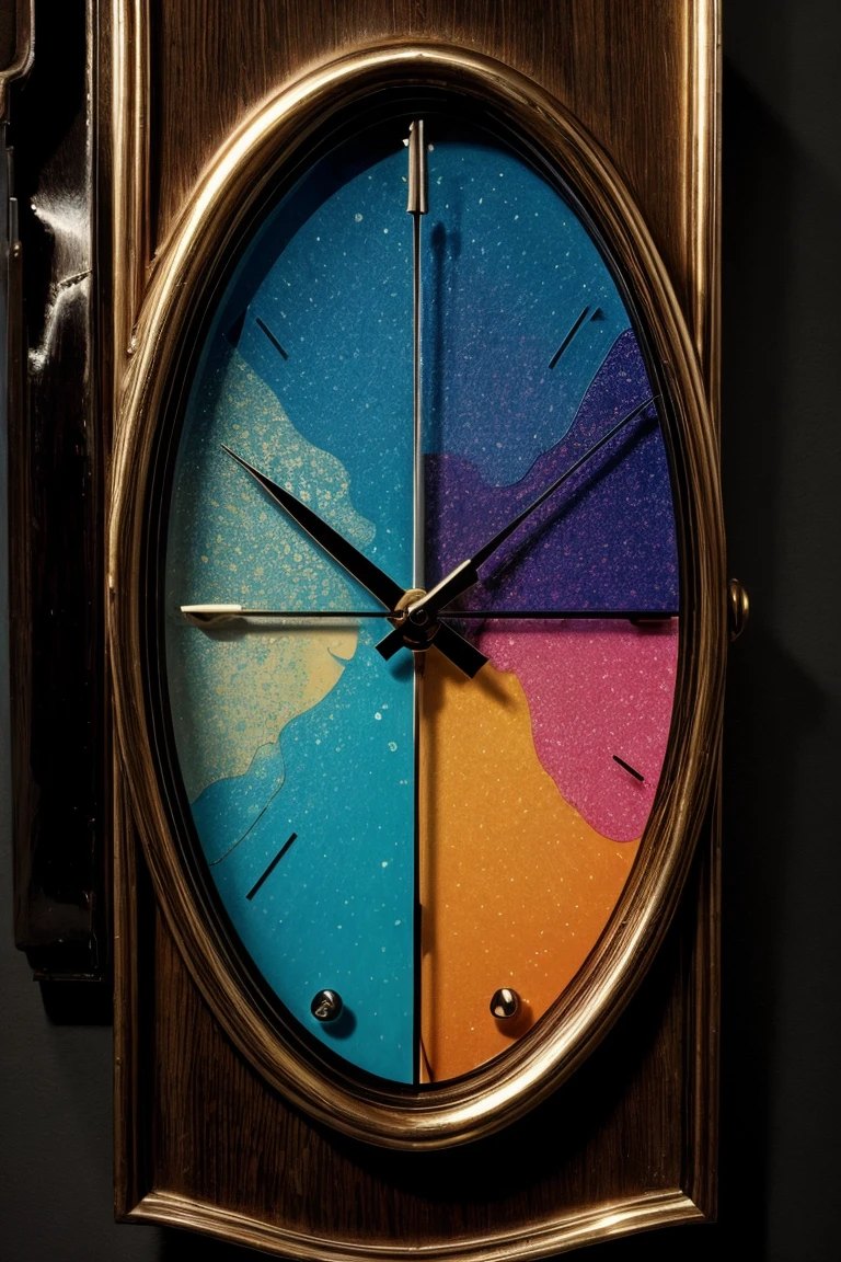 art by Camille Walal Melting Clock Face: Close-up of a melting clock face, distorting time itself with warped numbers and dripping paint. (macro, abstract, surreal, melting)