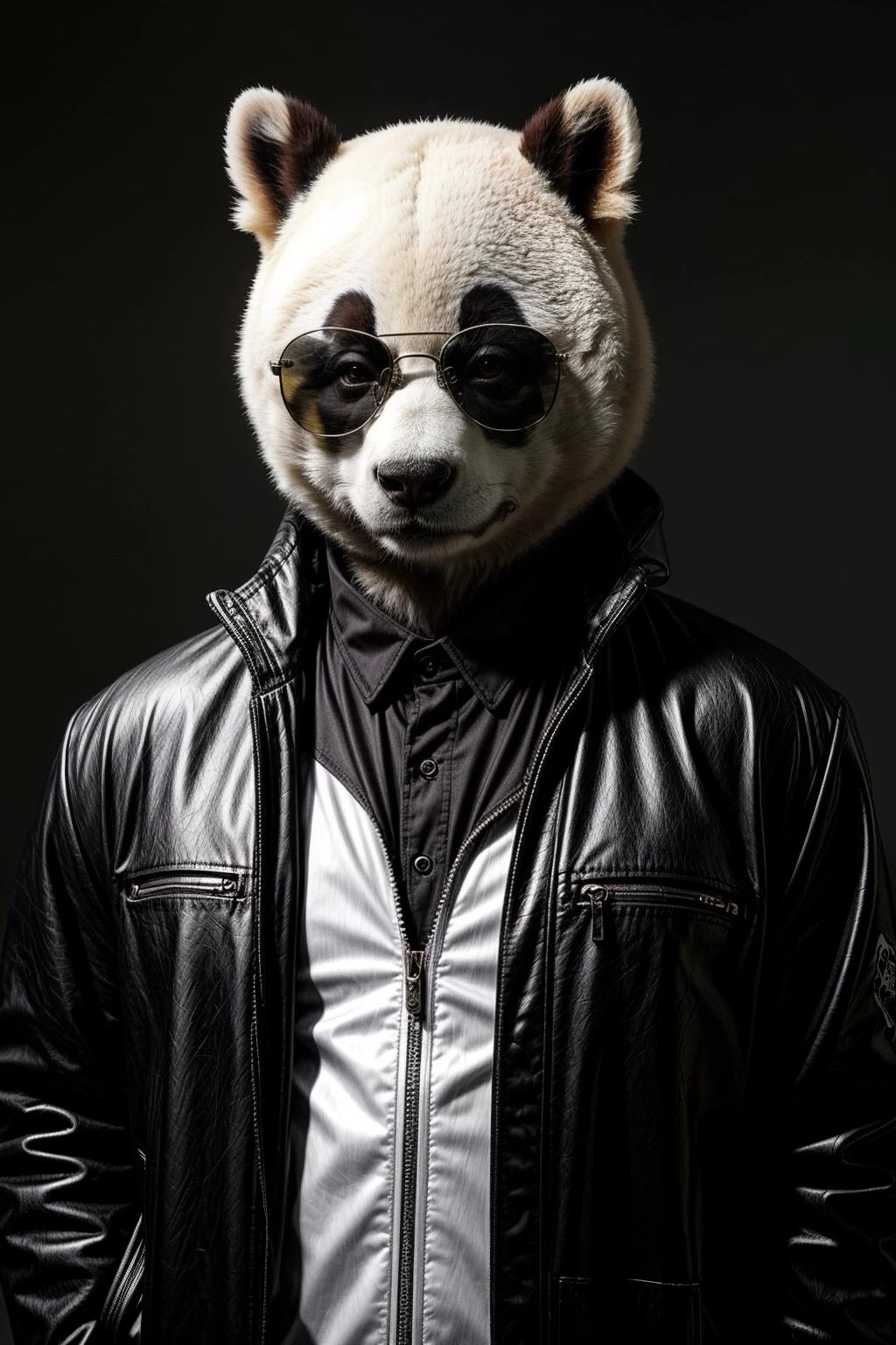 a cool gangster panda (animal:1.35) with sunglassess