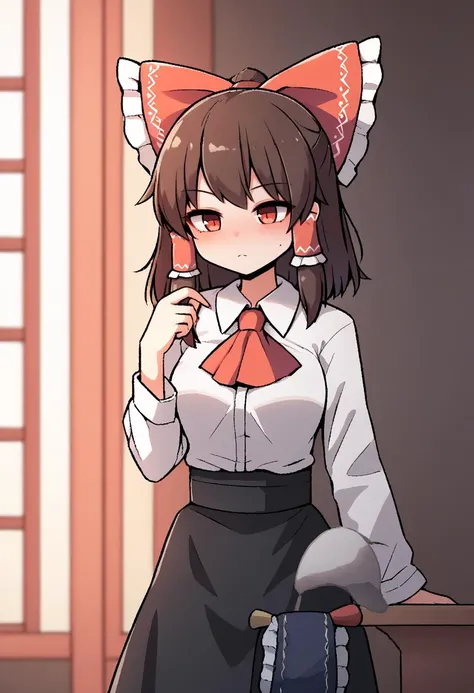 score_9, score_8_up, source_anime BREAK
hakurei_reimu, touhou, 1girl, brown_hair, red_eyes
, skirt, shirt, long sleeves, white shirt, pantyhose, frills, collared shirt, black skirt, black_pantyhose, ascot, high-waist_skirt, meme_attire, red ascot, centerfrills, solo, upper body
detailed_background,outdoors,highres,indoors,split screen,window,curtains,standing, fully clothed,
<lora:ShrinkingConcept2:1>