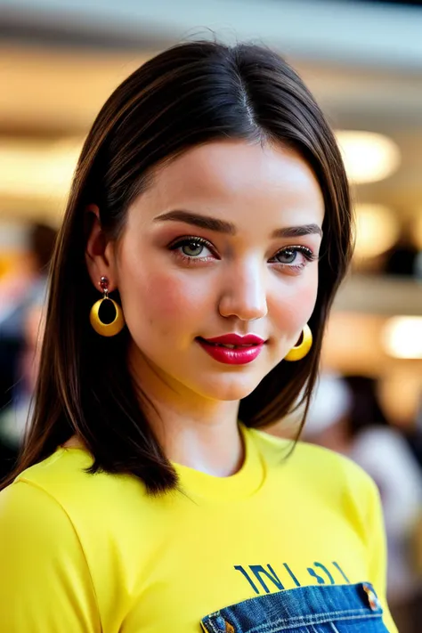 photo of seductive (mkerr_subject:0.99), a woman as a sexy customer, closeup portrait, (tight yellow long sleeve Bone t-shirt), (jeans), (in a department store:1.1), (masterpiece:1.5) (photorealistic:1.1) (bokeh) (best quality) (detailed skin texture pores hairs:1.1) (intricate) (8k) (HDR) (wallpaper) (cinematic lighting) (sharp focus), eyeliner, (painted lips), (earrings), (vivid atmosphere)