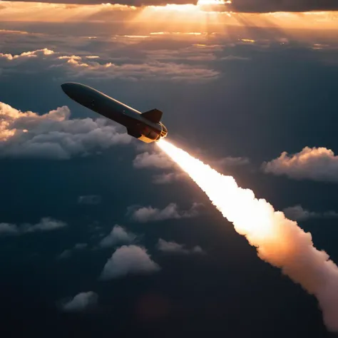 cinematic film still of <lora:Modern Warfare style:1>
high angle from above,Cruise missile guided a missile flying through the air with a cloudy sunset sky in the background modern warfare style,sky,cloud,military,no humans,flying,aircraft,military vehicle,airplane,vehicle focus,contrail,jet,missile,fighter jet
, shallow depth of field, vignette, highly detailed, high budget, bokeh, cinemascope, moody, epic, gorgeous, film grain, grainy