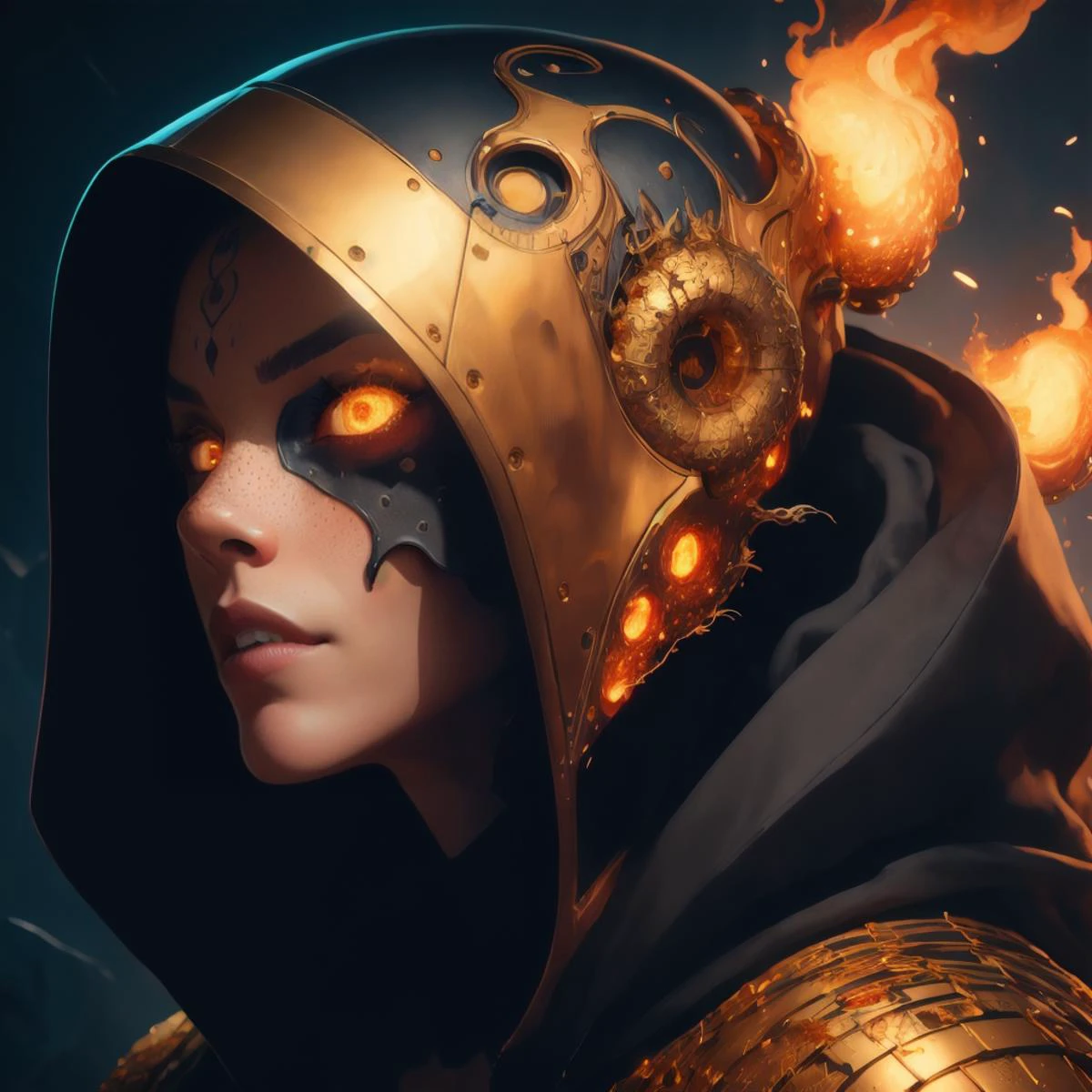 high detail RAW color Photo of pale beautiful 30yo woman with angular face, pointed chin, feminine, large eyes, cape, realistic, symmetrical, highly detailed, harsh lighting, cinematic lighting, art by artgerm and greg rutkowski and alphonse mucha, ((tornado, sparks, embers)) quad tails, serious eyes, contrast, textured skin, cold skin pores, 45 degree, hard light, gigapixel, feet visible, flawless face, freckles, 8k resolution, beautiful, cinematic, elegant, hyperrealistic, octane render, unreal, high definition, 8k resolution, highly detailed, photo taken with Sony a7R camera, DSLR lens, golden <lora:goldenv2:1>