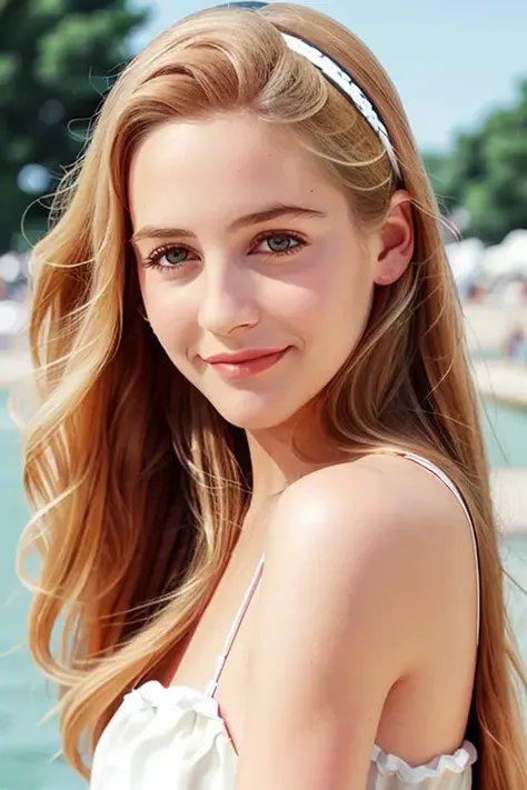 woman in a perfect cotton dress, <lora:al1c14s1lv3rst0n3:1>, vacation tourism, touring france, perfect day, sunny day, upper body, RAW, HD, 8K, close up, candid, amateur, highly detailed face, smiling, long blond hair