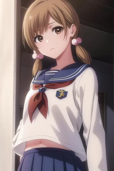 bleachyuzu, <lyco:bleachyuzu-lyco-nochekaiser:1>,
yuzu, short hair, brown hair, (brown eyes:1.5),
BREAK twintails, short twintails, school uniform, serafuku, neckerchief, red neckerchief, skirt, blue skirt, pleated skirt, long sleeves, white shirt, shirt, sailor collar, blue sailor collar,
BREAK looking at viewer, full body,
BREAK indoors, classroom,
BREAK <lyco:GoodHands-beta2:1>, (masterpiece:1.2), best quality, high resolution, unity 8k wallpaper, (illustration:0.8), (beautiful detailed eyes:1.6), extremely detailed face, perfect lighting, extremely detailed CG, (perfect hands, perfect anatomy),