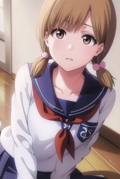 bleachyuzu, <lyco:bleachyuzu-lyco-nochekaiser:1>,
yuzu, short hair, brown hair, twintails, (brown eyes:1.5), short twintails,
BREAK school uniform, serafuku, neckerchief, red neckerchief, skirt, blue skirt, pleated skirt, long sleeves, white shirt, shirt, sailor collar, blue sailor collar,
BREAK looking at viewer, full body,
BREAK indoors, classroom,
BREAK <lyco:GoodHands-beta2:1>, (masterpiece:1.2), best quality, high resolution, unity 8k wallpaper, (illustration:0.8), (beautiful detailed eyes:1.6), extremely detailed face, perfect lighting, extremely detailed CG, (perfect hands, perfect anatomy),