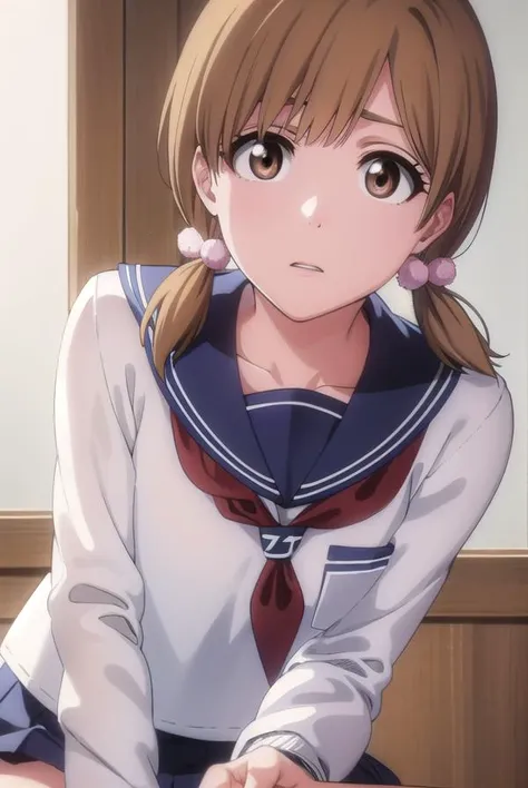 bleachyuzu, <lyco:bleachyuzu-lyco-nochekaiser:1>,
yuzu, short hair, brown hair, (brown eyes:1.5),
BREAK twintails, short twintails, school uniform, serafuku, neckerchief, red neckerchief, skirt, blue skirt, pleated skirt, long sleeves, white shirt, shirt, sailor collar, blue sailor collar,
BREAK looking at viewer, full body,
BREAK indoors, classroom,
BREAK <lyco:GoodHands-beta2:1>, (masterpiece:1.2), best quality, high resolution, unity 8k wallpaper, (illustration:0.8), (beautiful detailed eyes:1.6), extremely detailed face, perfect lighting, extremely detailed CG, (perfect hands, perfect anatomy),