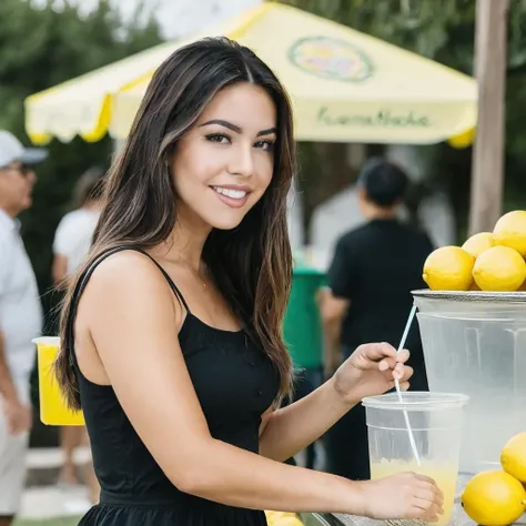 a photo of alina lopez, ohwx woman, close up, at a lemonade stand, best quality <lora:alinalopezv2_SDXL:0.9>