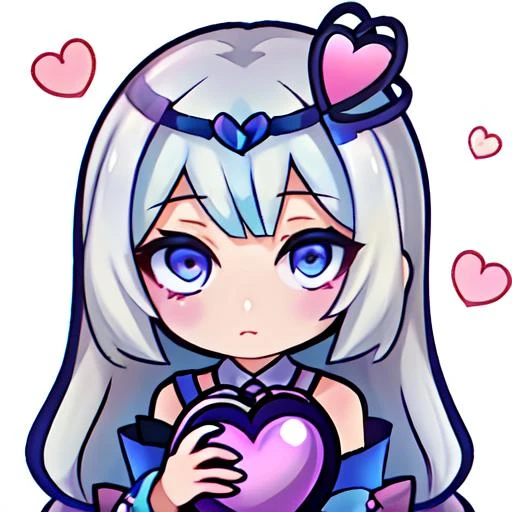 1girl, fmale_focus, solo, (twitch emote:1), chibi, Holding a red heart balloon, cartoon, white background, sticker, <lora:Kagura-OnmyoujiMaster:1>, <lora:twitch_emotes_v1.3:0.8>