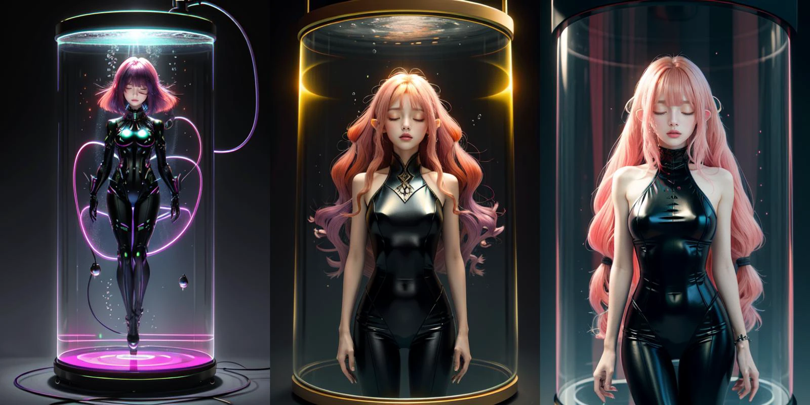 (otherworldly), highly insanely detailed, masterpiece, top quality, best quality, highres, 4k, 8k, RAW photo, (very aesthetic, beautiful and aesthetic), a beautiful elvish girl, (dark skin:1.2), nsfw,
baiyousou, airtight tube, Transparent tube, bubble, tank, Floating, Floating in liquid, Culture tank,
(closed eyes:1.2),
<lora:baiyousou_v1:0.5>,
__lazy-wildcards/prompts/hair__,
__lazy-wildcards/dataset/background-color__,
âââ