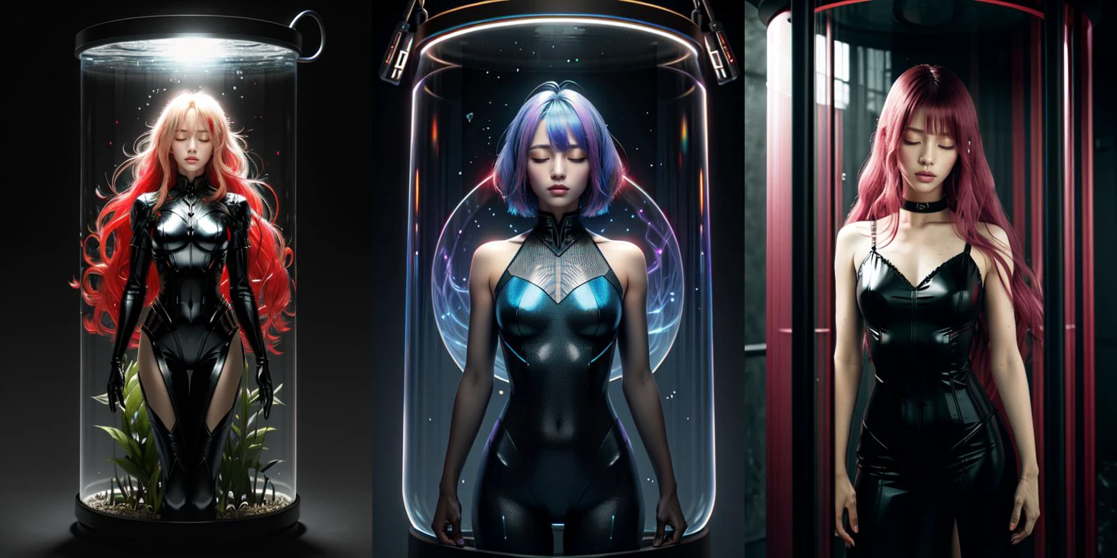 (otherworldly), highly insanely detailed, masterpiece, top quality, best quality, highres, 4k, 8k, RAW photo, (very aesthetic, beautiful and aesthetic), a beautiful elvish girl, (dark skin:1.2), nsfw,
baiyousou, airtight tube, Transparent tube, bubble, tank, Floating, Floating in liquid, Culture tank,
(closed eyes:1.2),
<lora:baiyousou_v1:0.5>,
__lazy-wildcards/prompts/hair__,
__lazy-wildcards/dataset/background-color__,
âââ