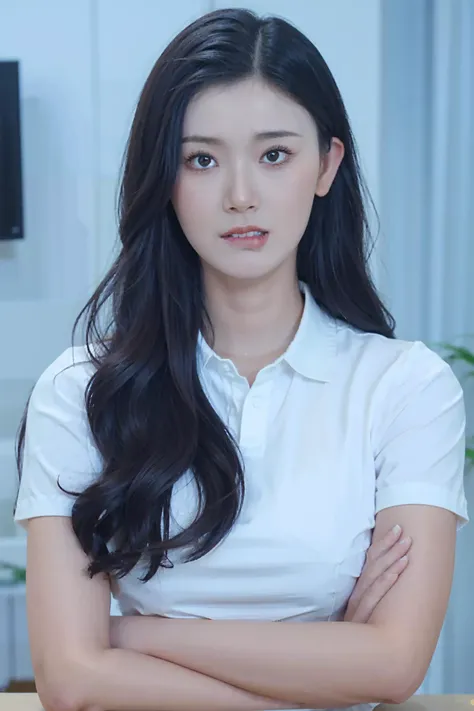 <lora:yueqing_2.0:0.75>yueqing,1girl,solo,looking at viewer,long hair, white shirt, collared shirt, lip bite, makeup, crossed arms, cowboy shot, <lora:l_lb_lbeac_sd_64_32:0.9>
masterpiece,best quality,ultimate details,highres,8k,wallpaper,extremely clear,warm-toned,