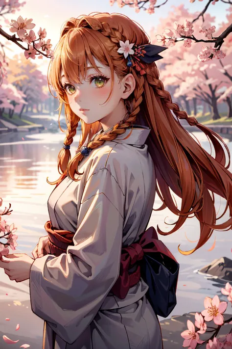 ((ultra detailed, masterpiece, absurdres))
 <lora:HFWAloy:0.9>
HFWAloy, 1girl, orange hair, green eyes, long hair, braid, yukata, japan, cherry blossoms, hair ornament