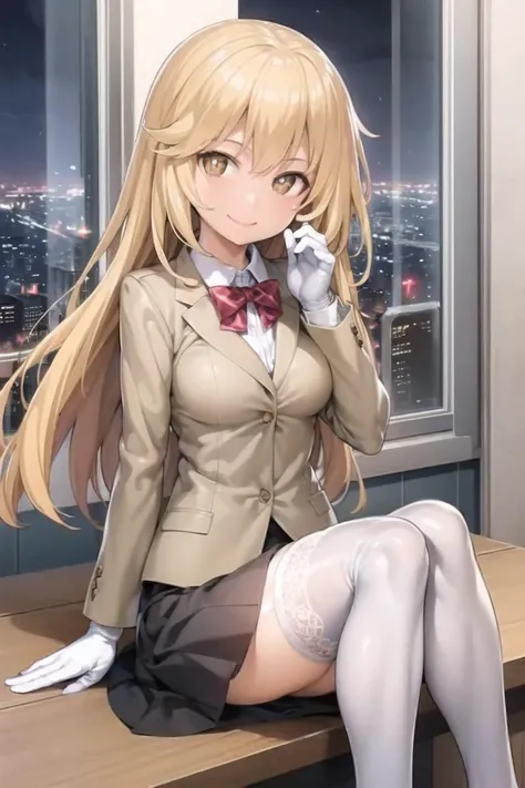 ,long hair,straight_hair,bright_pupils,cleavage,slender_waist,ankle_boots,elbow_gloves,1girl,white_pantyhose,lace,Uniforms