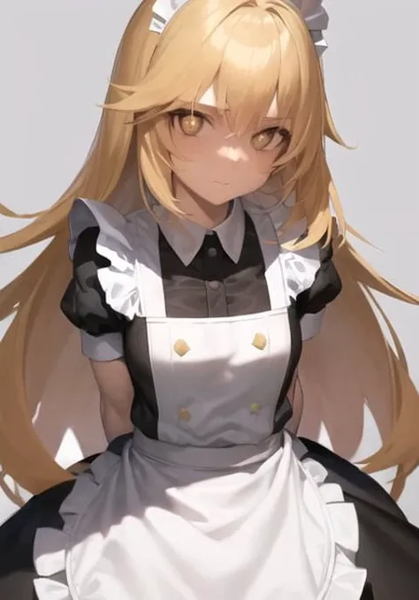 <lora:misaki_resize_locon_v2_16d:1>, 1girl, shokuhou misaki, maid outfit, flat shading, star-shaped pupils