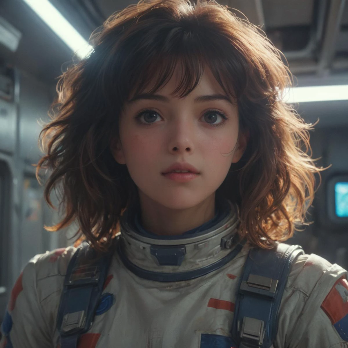 female astronaut in airlock
, (, 80's anime screencap, artistic rendition with wide brush strokes, anime comic:1.5),
, cinematic lighting, volumetric lighting, Film grain, cinematic film still, shallow depth of field, highly detailed