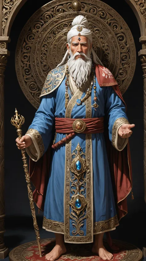 by Clint Langley and (Ben Wooten:0.9) , concept art, "The Guru of Peace", Masterpiece, highly detailed, ornate, asymmetrical