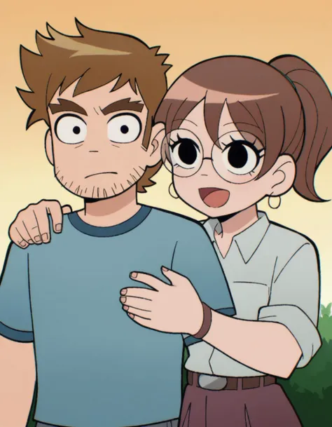 zPDXL, score_9, score_8_up, score_7_up, source_anime, <lora:ScottP-v2-3:0.8> scttp, multiple characters, outdoors, smiling, happy, hugging, looking at another, cute, adorable, blush, heart,
stephen, short hair, brown hair, facial hair, beard stubble, thick eyebrows,
Julie, brown hair, ponytail, round eyewear,
