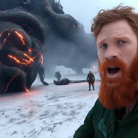 wide-shot (KristoferHivju:1) fighting the monster (TentacleBeast:0.9) (MicroFusion:1.1) energy