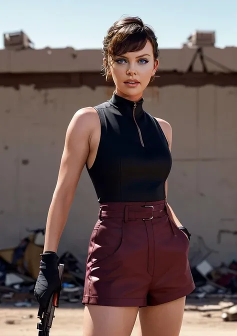 (prettyish),setting spray,surprise charlize_theron in (workwear),(standing:1.2),intricate detail,(short hair,long bangs:1.2),(chignon:1.2),Burgundy (arms behind back:1.2),inside (Buenos Aires, Argentina,wasteland:1.2),dawn,(skin details:1.2),(skin pores:1.2),art by (Vincent Di Fate),Nikon D3500 DSLR Camera,trending on IllustrationX,HDR,
<lora:more_details:0.8>,<lora:charlize_theron-000008:0.8>,