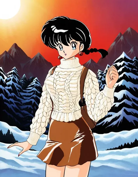 (masterpiece), (best quality), (ultra-detailed), score_9, score_8_up, source_anime, 1girl, ranma, ranmaw, detailed background, Cream cable knit sweater, brown leather mini skirt, Swiss ski resort, snow-clad mountains, brilliant noon sun, Sony A9 II, 50mm f/2, ISO 100, 1/400s , beautiful, humiliated, illustration, disheveled hair, detailed eyes, perfect composition, moist skin, intricate details, earrings, by wlop, anime artwork score_9, score_8_up, source_anime, 1girl, ranma, ranmaw, detailed background, Cream cable knit sweater, brown leather mini skirt, Swiss ski resort, snow-clad mountains, brilliant noon sun, Sony A9 II, 50mm f/2, ISO 100, 1/400s , beautiful, humiliated . anime style, key visual, vibrant, studio anime, highly detailed, score_9, score_8_up, source_anime, 1girl, ranma, ranmaw, detailed background, Cream cable knit sweater, brown leather mini skirt, Swiss ski resort, snow-clad mountains, brilliant noon sun, Sony A9 II, 50mm f/2, ISO 100, 1/400s, beautiful, humiliated, complex