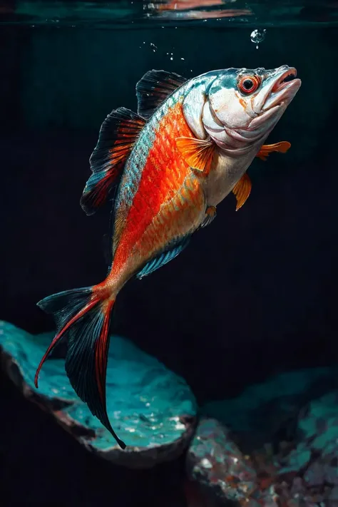 a painting of a fish on a black background, a digital painting, by Jason Benjamin, shutterstock, colorful vector illustration, mixed media style illustration, epic full color illustration, mascot illustration
ultra realistic, elegant, highly detailed, intricate, sharp focus, depth of field, f/1.8, 85mm, medium shot, mid shot, (centered image composition), (professionally color graded), ((bright soft diffused light)), volumetric fog, trending on instagram, professional award winning portrait photography
<lora:LowRA:1>