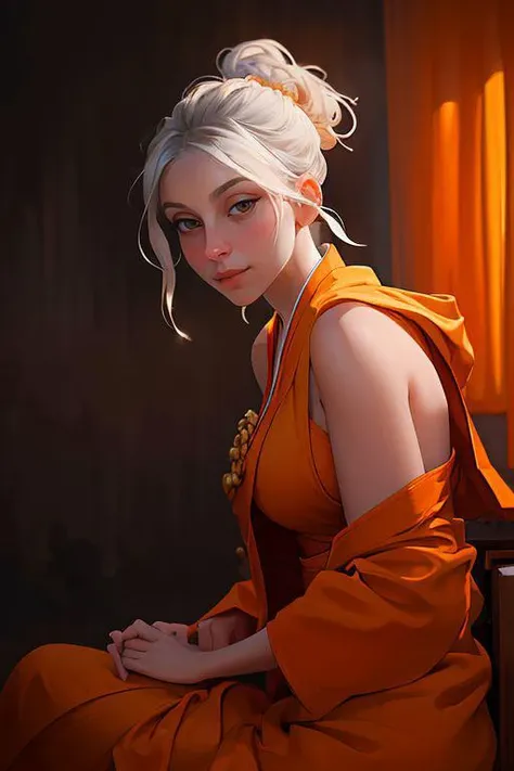 DEN_mommacelinex_OF,
(a Buddhist monk sitting outside and meditating in a Buddhist monastery wearing orange Buddhist robes, Buddhist, tranquillity, peace:1.2),
bokeh, f1.4, 40mm, photorealistic, raw, 8k, textured skin, skin pores, intricate details <lora:epi_noiseoffset2:1>, epiCRealism <lora:ClothingAdjuster3:-1>