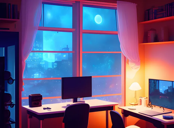 hestyle inside view of gaming room, window
