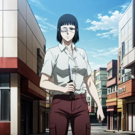 masterpiece,high quality,solo,outdoors,city,
<lora:Valmet001:0.7>,looking at viewer,closed mouth,
Valmet,1woman,
shirt,pants,holding a knife,