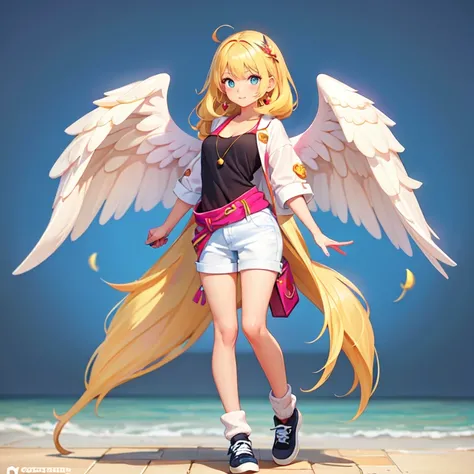 dsrl,sharp focus, (natural light),(masterpiece, ultra quality),(angel 1girl standing with full open wings:1.7),(full body:1.5),(Dynamic pose:1.6), long hair,(very cute casual clothes:1.6),(metalic ornament:1.5),(cute),(8k),(skin roughness:1.4),(skin pores),(high detailed skin:1.6),(skin glossiness0.6), (magic spellcast sign:1.3),Dynamic view,(colorful),(on street)