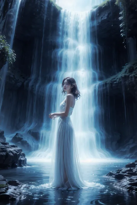 (masterpiece:1.3),(the gentle maiden:1.2),(tulle texture:1.2),standing,(full-size photograph:1.2),(panorama:1.1),
(sky:1.1),(Blue fluorescent waterfall:1.2),(klein blue atmosphere:1.1),Romanticism,ray tracing,UHD,textured skin,1080P,
<lora:Blue fluorescent waterfallè§å
çå¸_v1.0:0.72>,<lora:æ³å
:0.36>,<lora:duobabaè²å½©çå¼¹:0.5>,