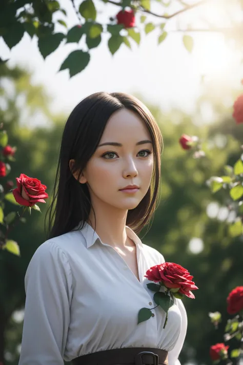 a beautiful girl, thin, huadan, eyes blazed, eyes light, looing at viewer, sycamore trees, the rose bush, filmg, <lora:FilmG3:0.7>, (masterpiece:1.2),(best quality:1.2),(ultra high res,ultra high resolution:1.2),(photo realistic:1.2,ultra-realistic,hyper-realistic:1.2),(extremely detailed:1.3),intricate design,insanely detailed,fine details,official art,unity 8k wallpaper,ultra detailed, beautiful and aesthetic,4K,8K,UHD, highly detailed,blurry,blurry_background, blurry_foreground,depth_of_field,motion_blur,(realistic,photo-realistic:1),extremely detailed
