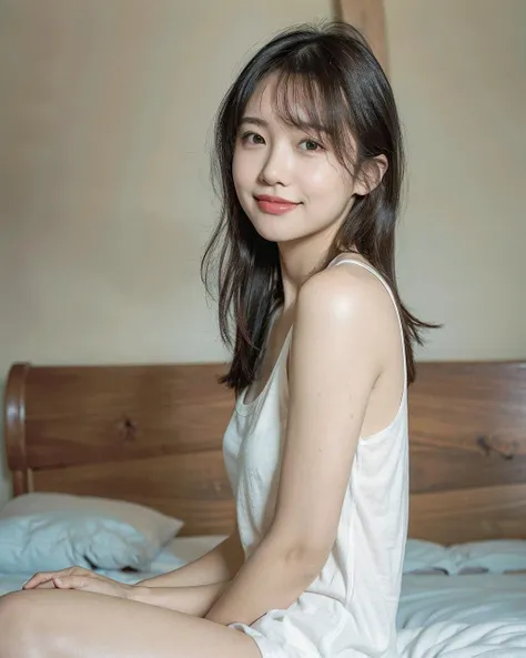 1girl,from side,full body,smile,(closed mouth:1.5),tank_top,afternoon, bedroom,(white skin),
Best quality, masterpiece, ultra high res, (photorealistic:1.4), raw photo,
<lora:FilmG2:0.8>,<lora:chilloutmixss_xss10:0.3>, <lora:koreanDollLikeness_v15:0.3>