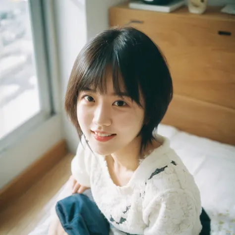 1girl, solo, full body, realistic skin, realistic brown eyes, Microexpressions, (18 years old:1.2), student, beautiful, cute, looking at viewer, (perfect body:1.2), (realistic anatomy:1.2), japanese idol, (kpop idol:1.2), (fluffy short hair:1.1), Portrait, realistic photo, RAW photo, 4k, Fujiflim, film grain, (Cinematic Lighting:1.4), ray tracing, hyper detail, finely detailed, intricate details, dolby vision, (masterpiece:1.2), best quality, OMERTOSA