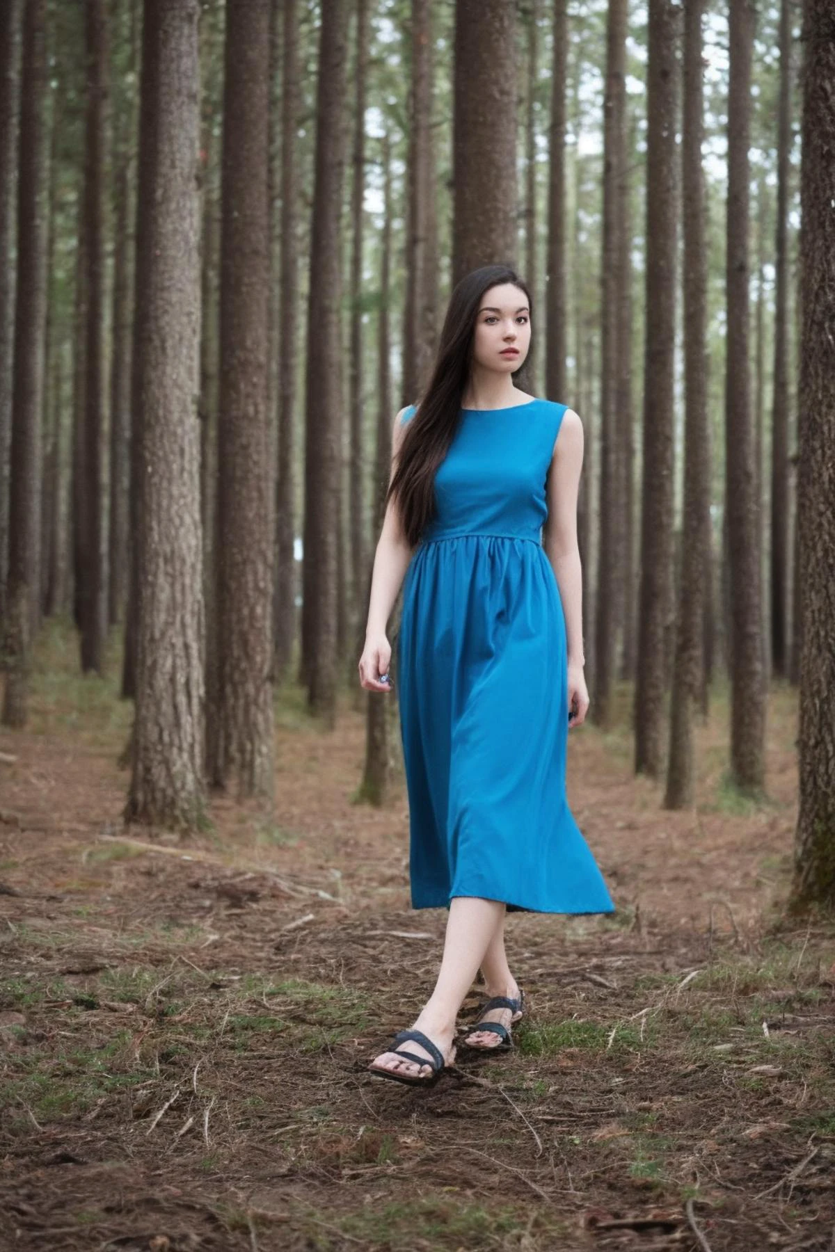 1girl,solo,long hair,blue dress,upper body,simple background,