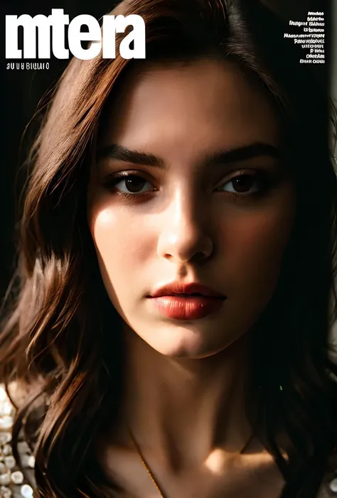 a beautiful girl,bust,close-up,looking_at_viewer,incredibly absurdres,wallpaper,Cinematic Lighting,moody lighting,(foral_background:1.2),no bangs,long face,fashion magazine cover,master photography,realistic,