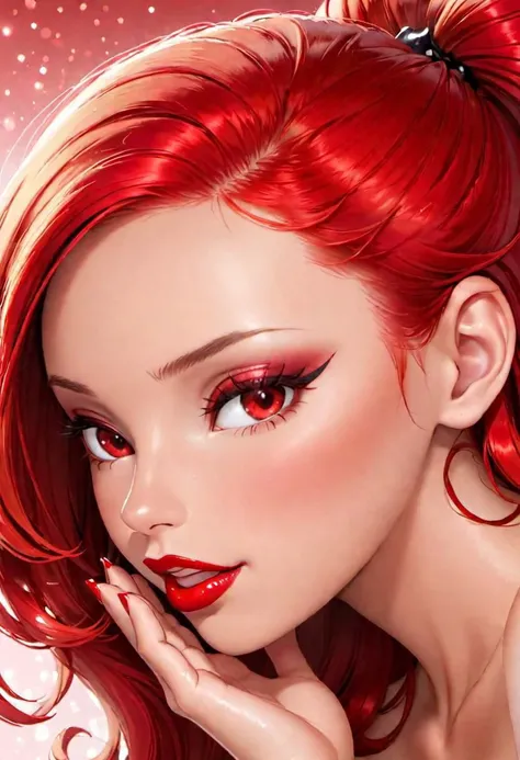 boa hancock, happy, glossy skin, lipstick, kiss, lips, red cheeks, looking at viewer, shimmering eyes, hand on hair,
Perfect Hands, Fixhand, ah1