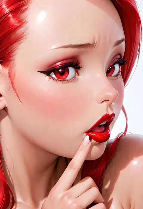 boa hancock, pouting, glossy skin, lipstick, kiss, lips, red cheeks, looking at viewer, shimmering eyes, hand on chin,
Perfect Hands, Fixhand, ah1