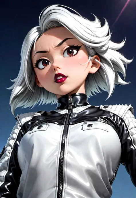 by Katsuhiro Otomo, by Akira Toriyama, (1980s anime:1.6), a woman, ((hand on waist)), (looking at the viewer:1.1), black-to-white gradient hair, (shoulder length hair:1.1), gothic makeup, shaggy hair, futuristic long collar black-silver leather jacket, cocky, dark lipstick, symmetrical, close up, (from below:2.5), fish eye lens, hazy surrounding, futuristic, cyberpunk, impactful, concept art, (purple-pink-light blue neon background:1.7), (masterpiece, high quality:1.1), (highly intricate details:1.1), (best quality:1.1) (8K, UHD:1.1),
Perfect Hands, Fixhand, ah1
