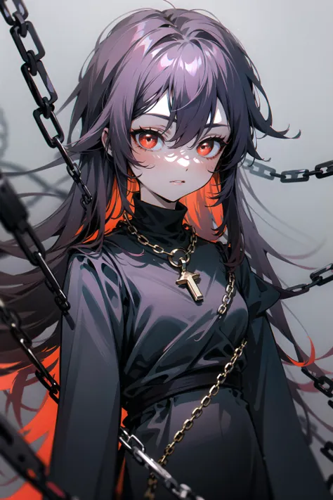 <lora:beautifulDetailedEyes_v10:0.3>, <lyco:vividImpactfulStyleYoneyamaMai_v40hLocon:0.2>, (masterpiece), red eyes, long hair, chain background,<lora:huTaoGenshinImpact_v12:1.0>