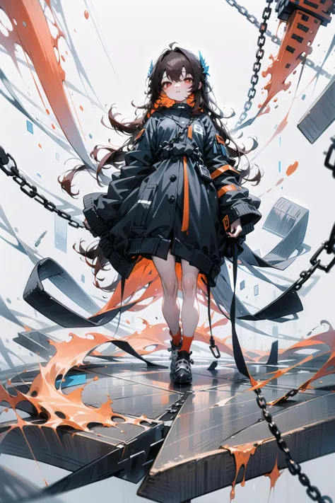 <lora:beautifulDetailedEyes_v10:0.3>,  (masterpiece), dark hair, long hair, red eyes, chain background, goddess, <lora:gachaSplashLORA_v40:1>, [(white background:1.5), ::5], (long shot), isometric, full body,<lora:huTaoGenshinImpact_v12:1.0>