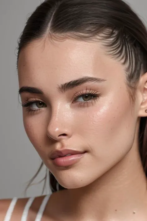 (CR-MadisonBeer-futurafree:0.9), (closeup:1.0) photo of woman in grey studio, (slick undercut hair:1.0), (oiled shiny skin:1.0),
8k UHD highres, high quality,