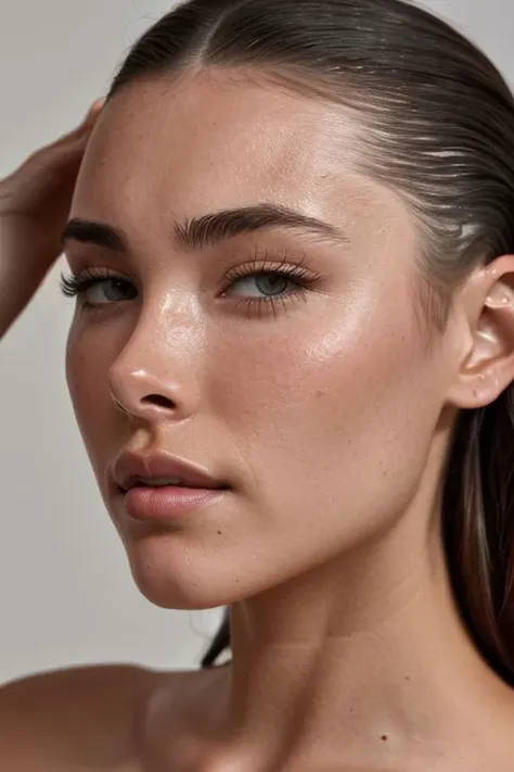 (CR-MadisonBeer-futurafree:0.9), (closeup:1.0) photo of woman in grey studio, (slick undercut hair:1.0), (oiled shiny skin:1.0),
8k UHD highres, high quality,