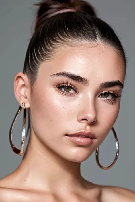 (CR-MadisonBeer-futurafree:0.9), (closeup:1.0) photo of woman in grey studio, (slick undercut hair:1.0), (oiled shiny skin:1.0),
8k UHD highres, high quality,
