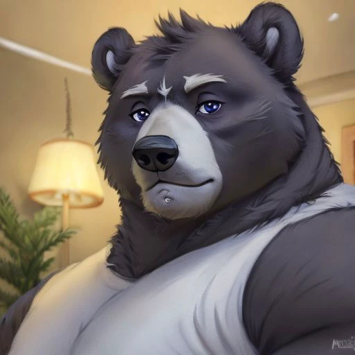 Amicus, Bear, Serious, bedroom, Detailed eyes, focus face