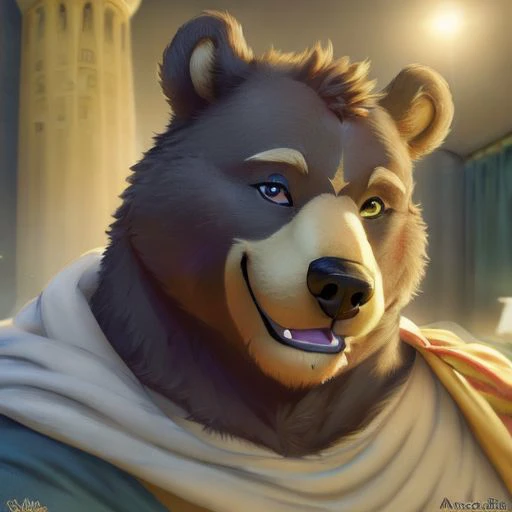 Amicus, Bear, Happy, bedroom, Detailed eyes, focus face, brasil, Christ the Redeemer