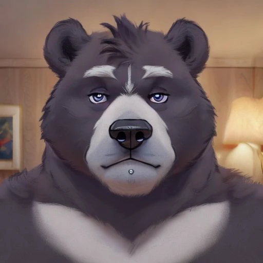 Amicus, Bear, Serious, bedroom, Detailed eyes, focus face